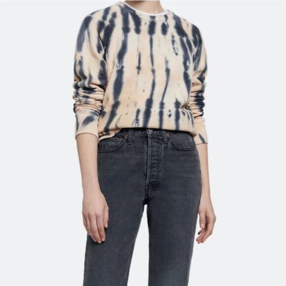 Re/Done Raglan Crew Neck Sweatshirt Sweater Women's Medium Tiger Dye Top Casual - Picture 1 of 9